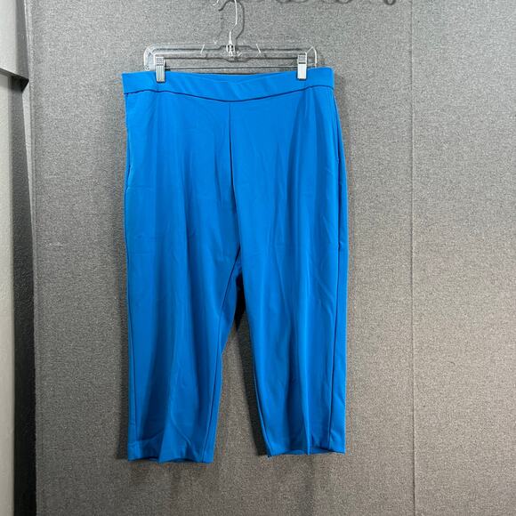 Susan Graver Petite LK Fusion Pull-On Crop Pant Cabana Blue, Petite Large - Picture 1 of 7